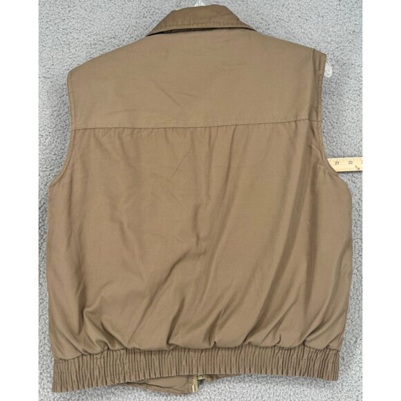 VTG Branded Lion Men's Brown Vest Pockets Insulated Blue Plaid Liners Size L - Picture 13 of 15